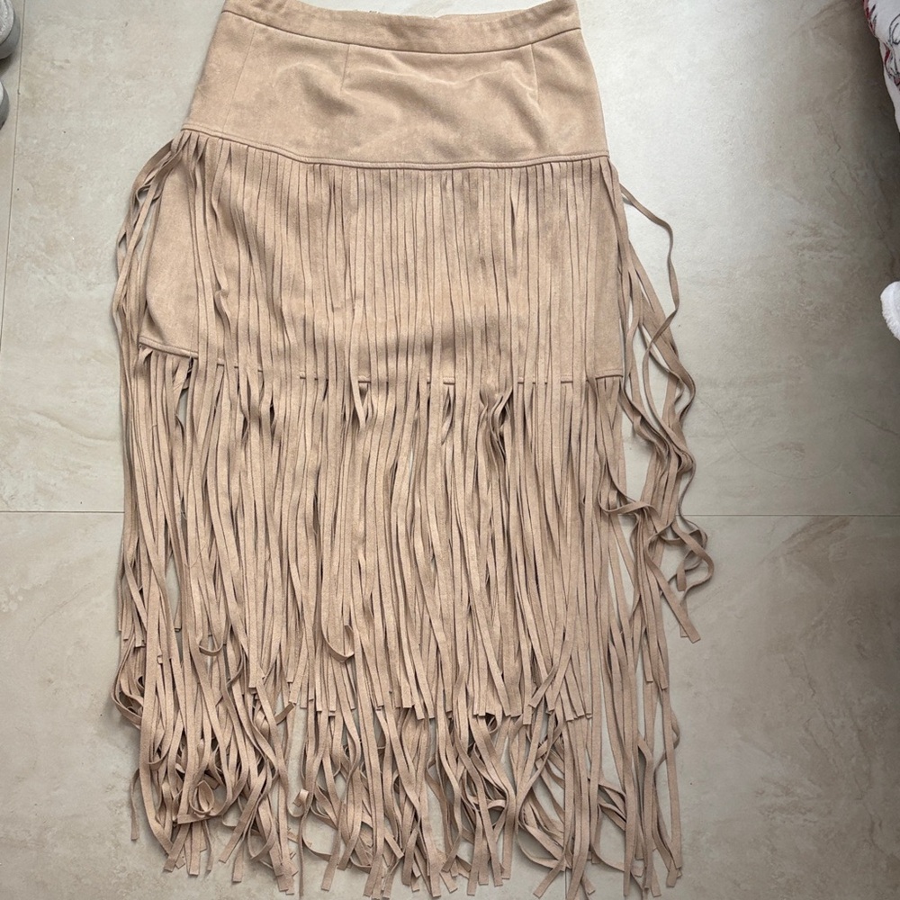 Fringed Tan Skirt